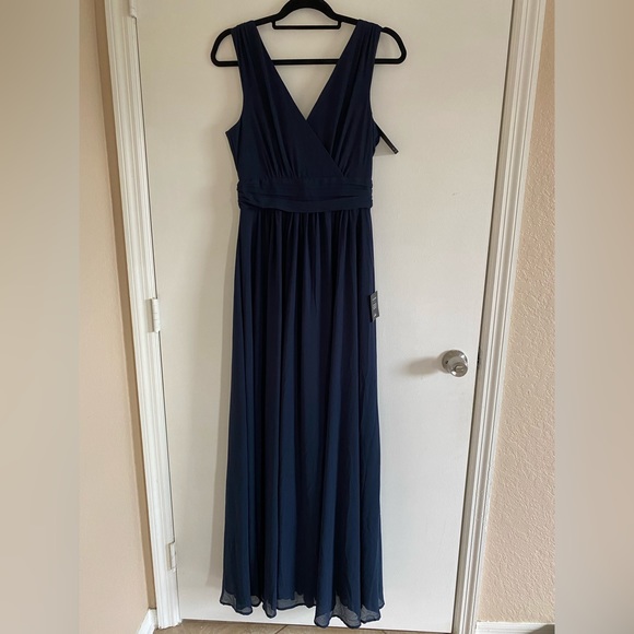 New Lulus Thoughts of Hue Navy Blue Surplice Maxi Dress Size S - Picture 11 of 11